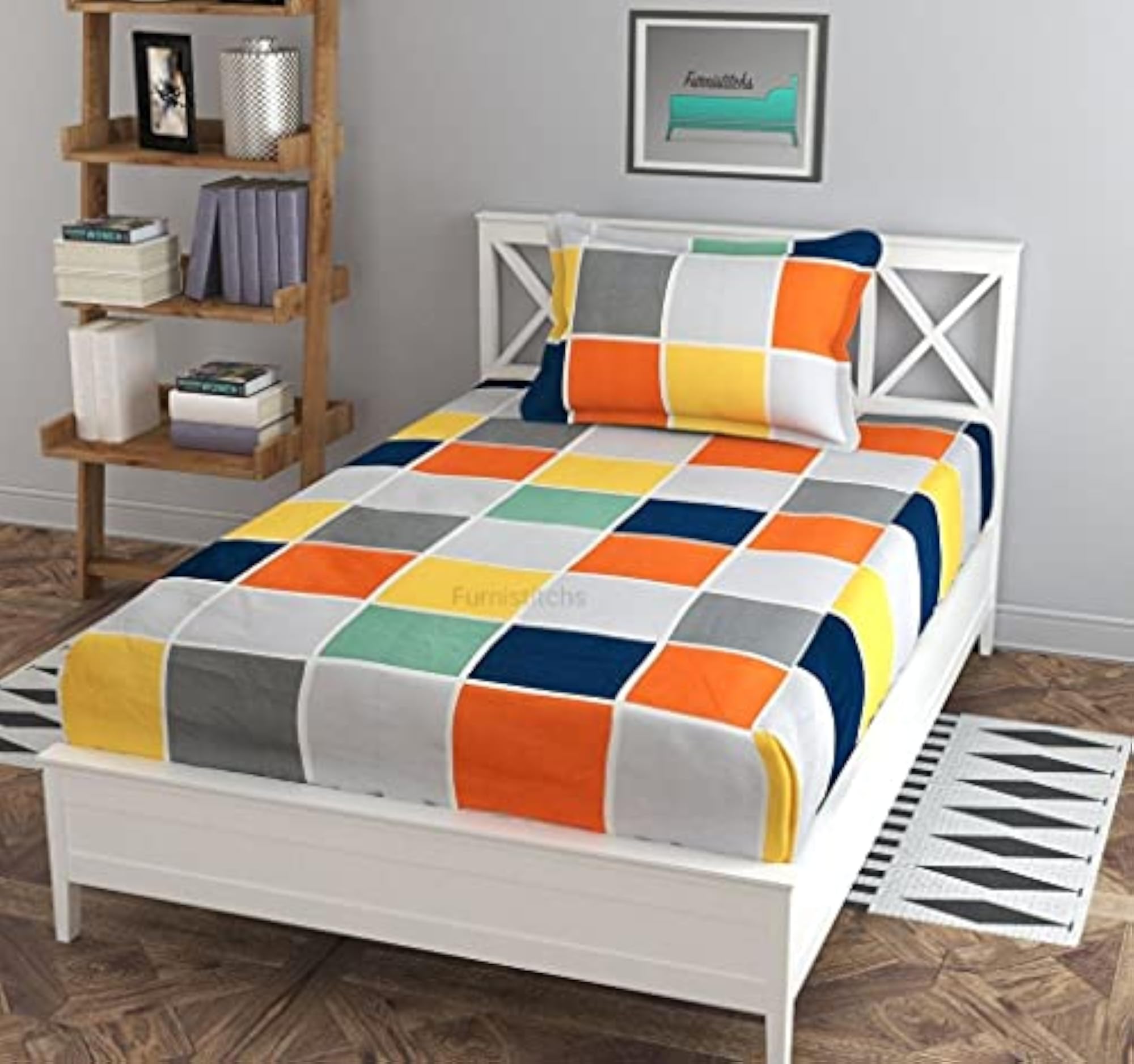 Glace Cotton Elastic Single Bedsheet with Pillow Cover